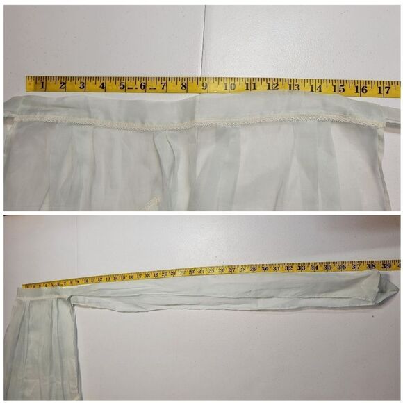 Vintage 60s Sheer Pale Blue Hostess Waist Apron with White Lace and Pocket - Picture 11 of 11